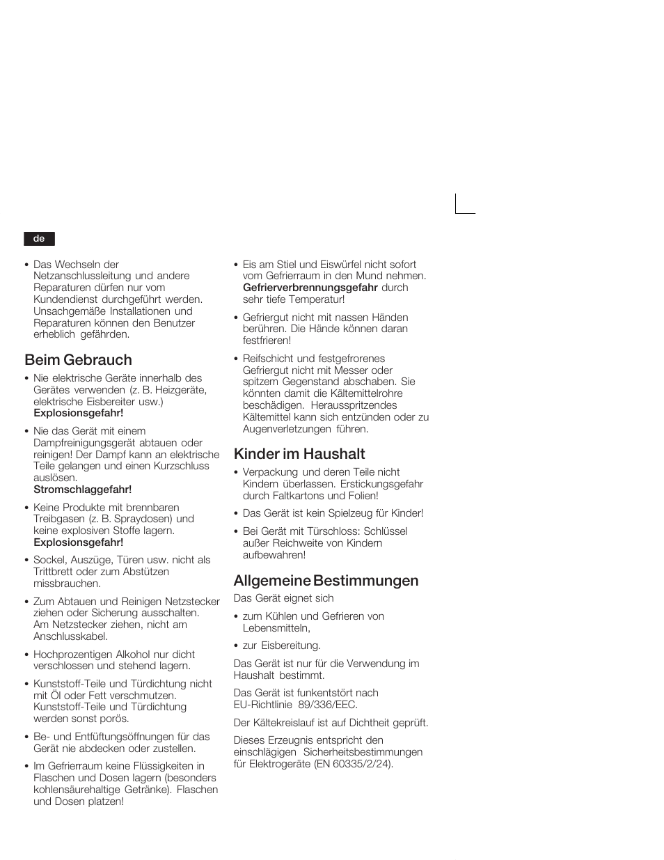 Beim gebrauch, Kinder im haushalt, Allgemeine bestimmungen | Neff K4644X7 User Manual | Page 6 / 85