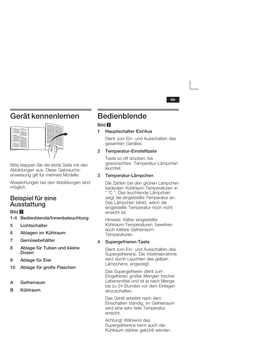 Gerät kennenlernen, Bedienblende, Beispiel für eine ausstattung | Neff K4644X7 User Manual | Page 7 / 85