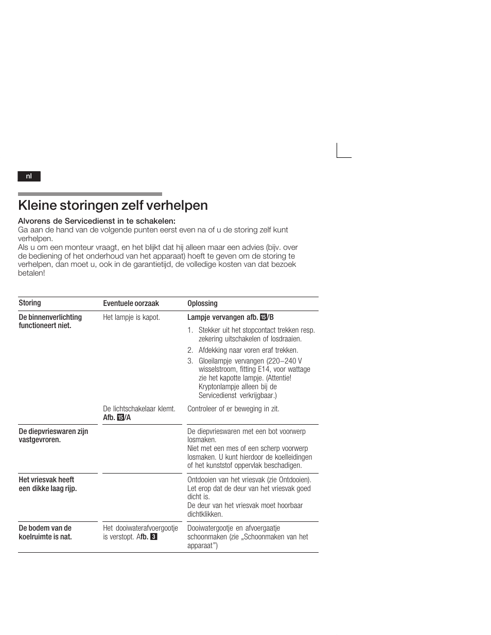 Kleine storingen zelf verhelpen | Neff K4644X7 User Manual | Page 78 / 85