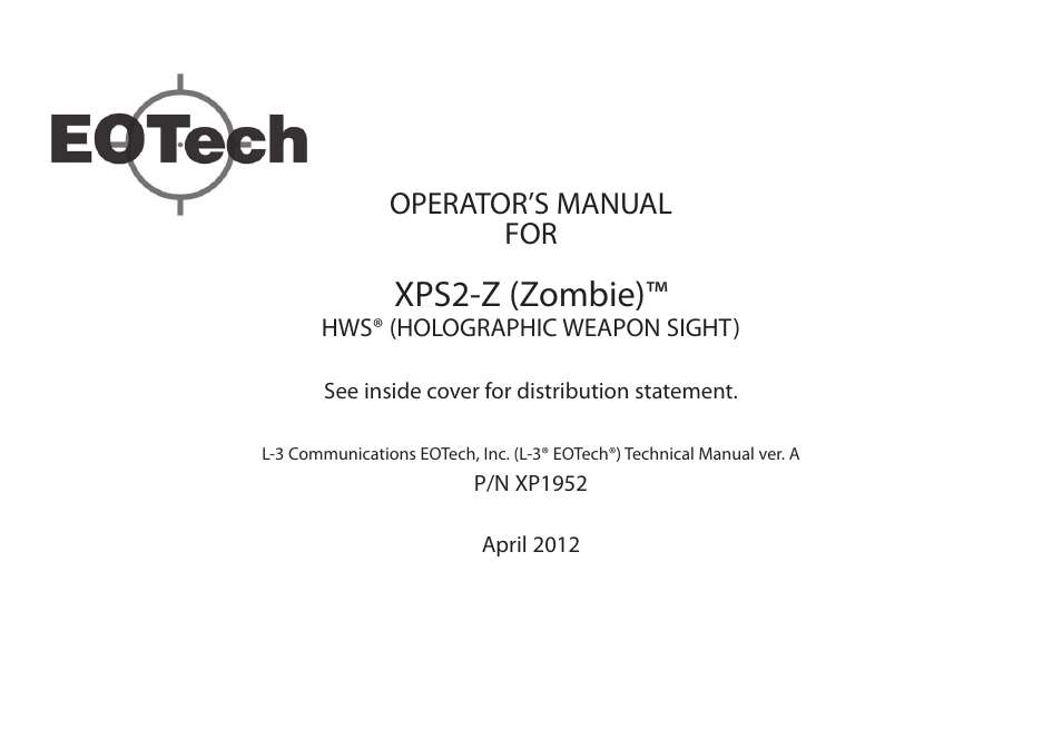 EOTech XPS2-Z User Manual | 38 pages