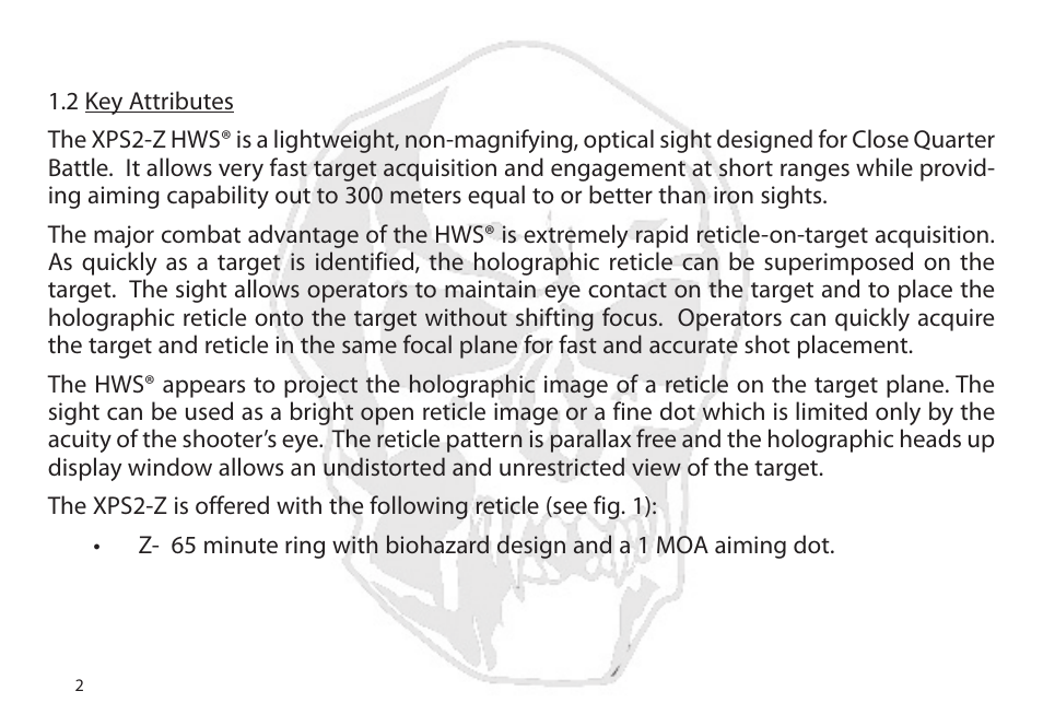 EOTech XPS2-Z User Manual | Page 10 / 38