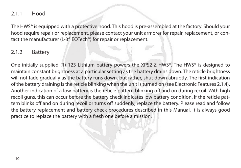 EOTech XPS2-Z User Manual | Page 18 / 38