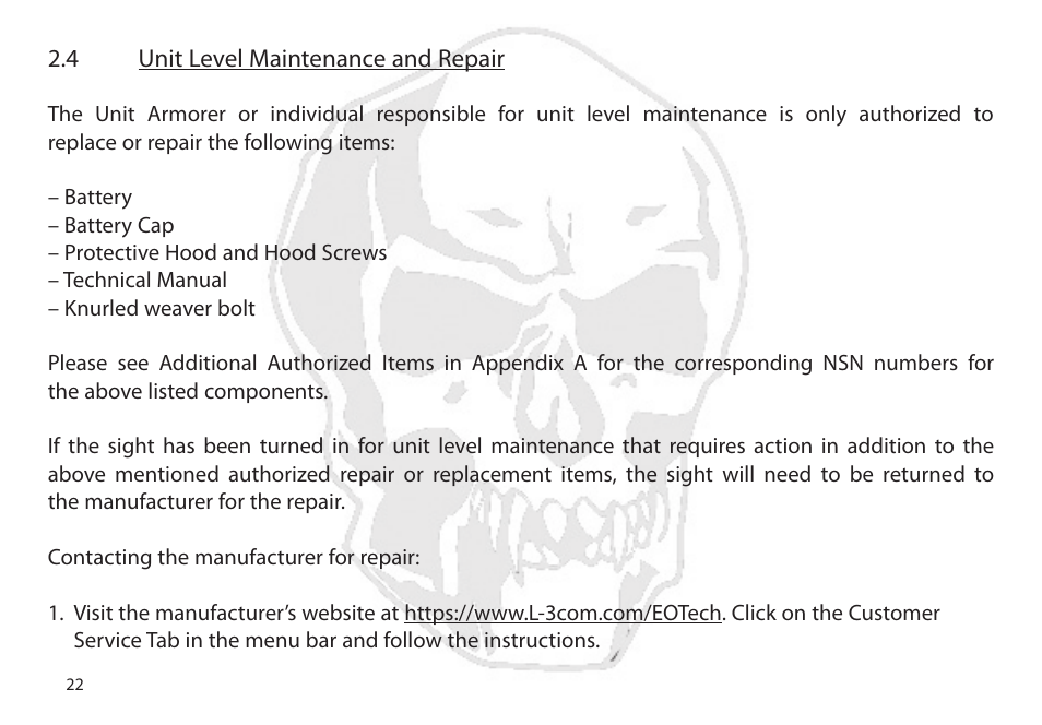 EOTech XPS2-Z User Manual | Page 30 / 38
