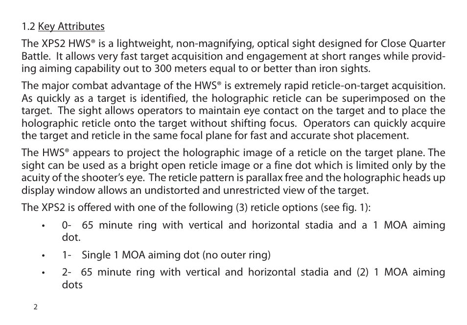 EOTech XPS2 User Manual | Page 10 / 38