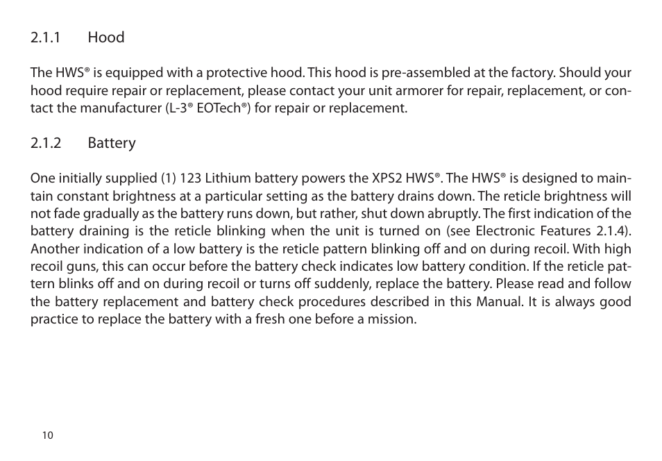 EOTech XPS2 User Manual | Page 18 / 38