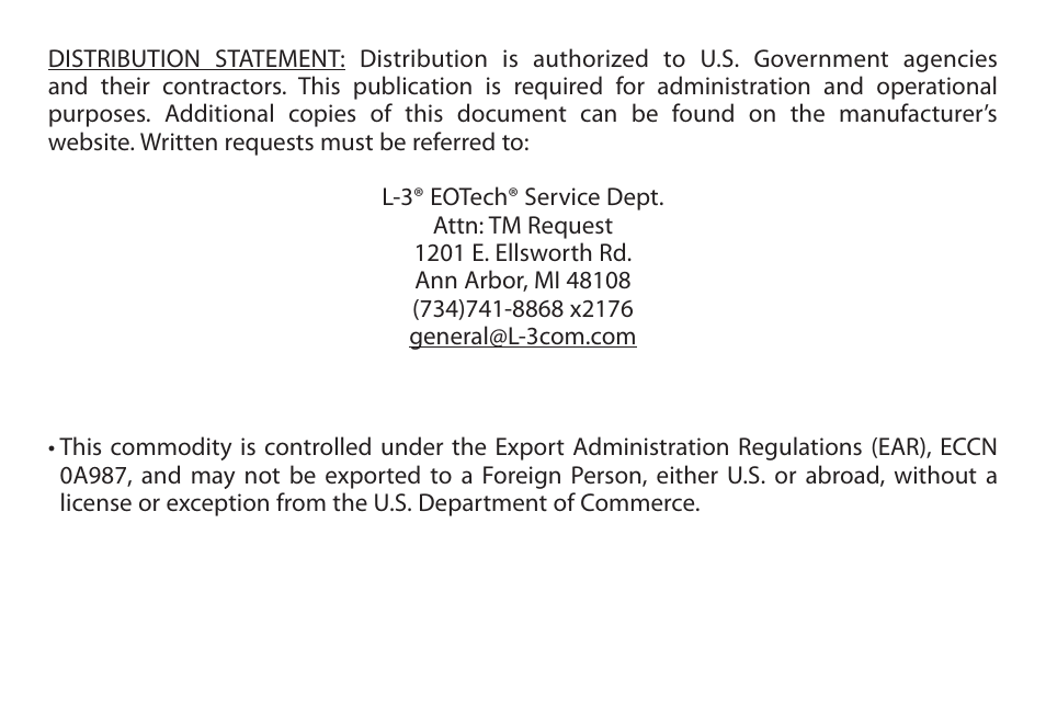 EOTech XPS2 User Manual | Page 2 / 38