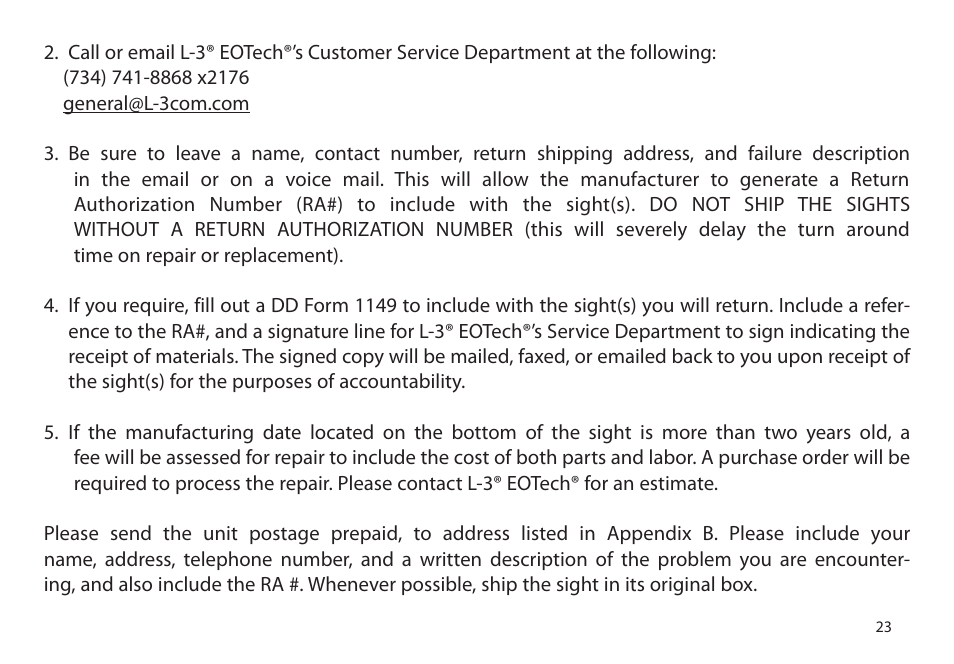 EOTech XPS2 User Manual | Page 31 / 38