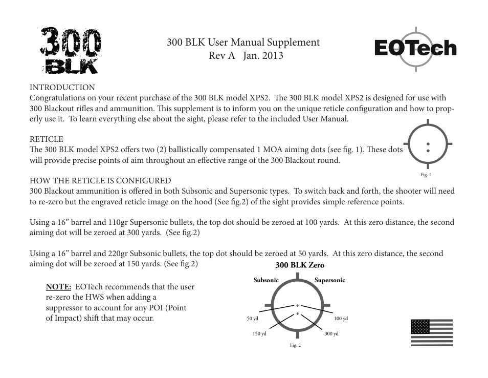 EOTech 300 Blackout User Manual | 1 page