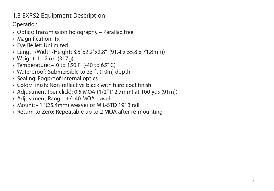 EOTech Holographic Hybrid Sight II EXPS2-2 with G33.STS Magnifier User Manual | Page 13 / 38