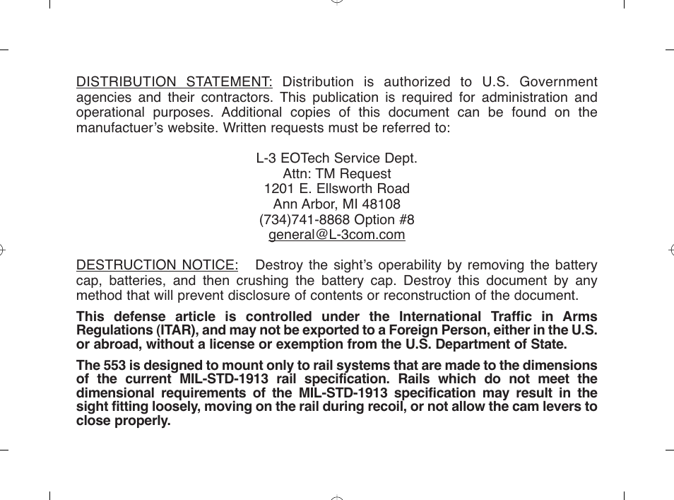 EOTech 553 User Manual | Page 2 / 58