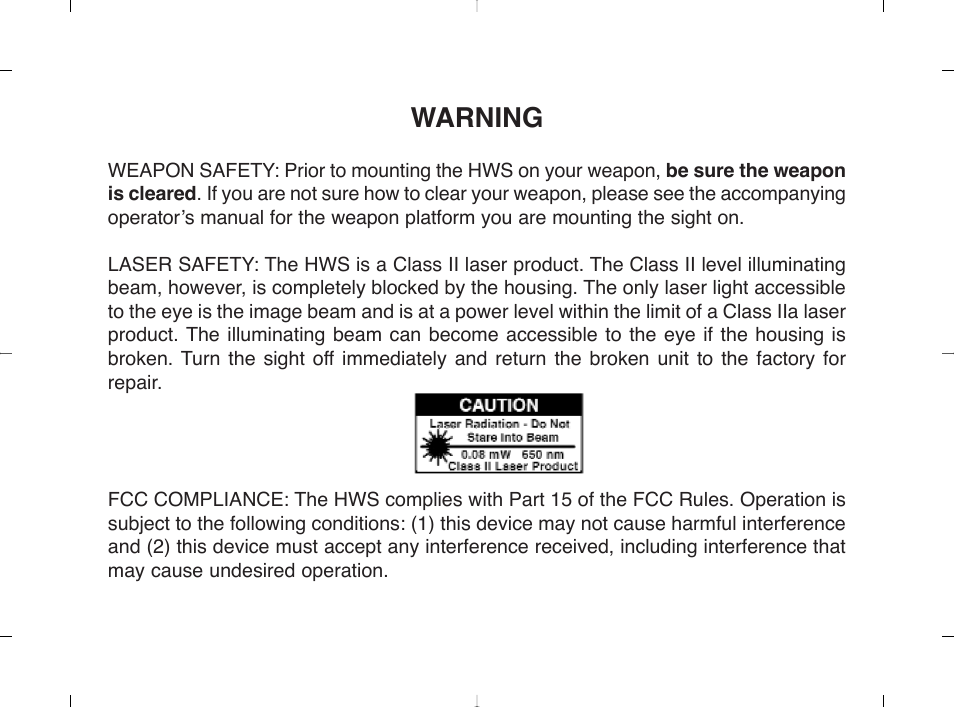 Warning | EOTech 553 User Manual | Page 3 / 58