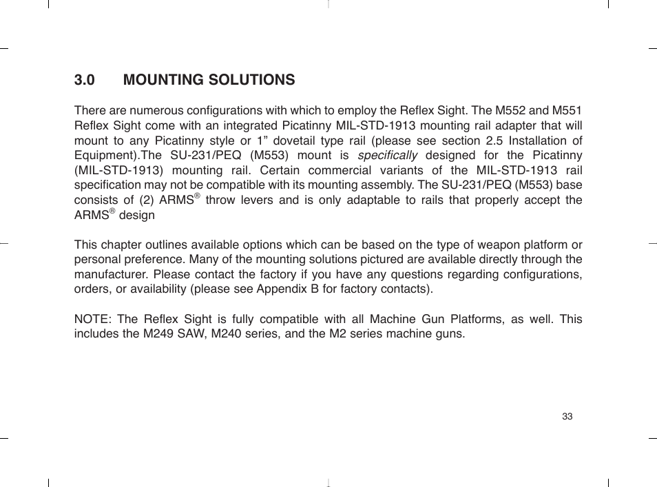 0 mounting solutions | EOTech 553 User Manual | Page 41 / 58