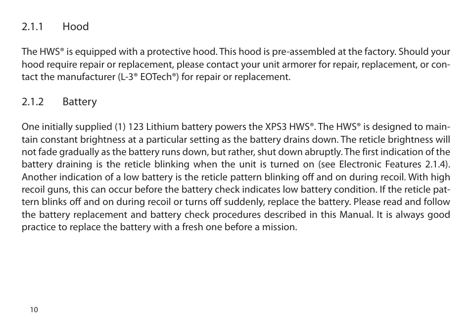 EOTech XPS3 User Manual | Page 18 / 40