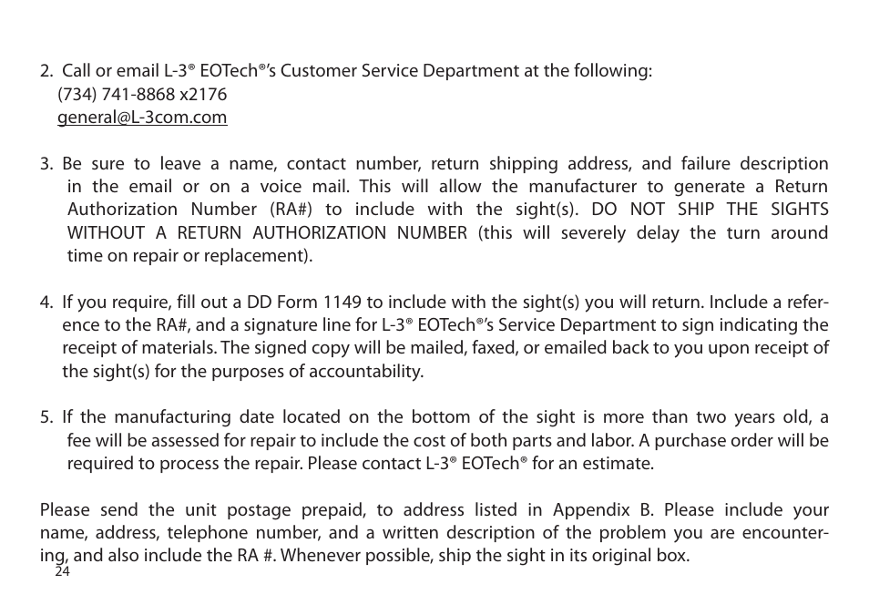 EOTech XPS3 User Manual | Page 32 / 40