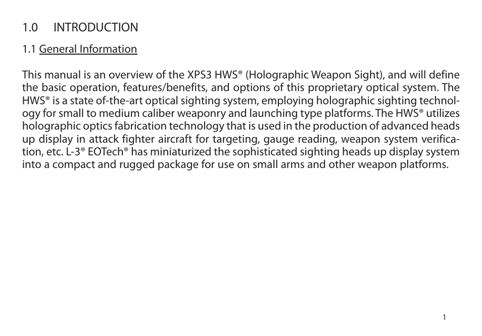 EOTech XPS3 User Manual | Page 9 / 40
