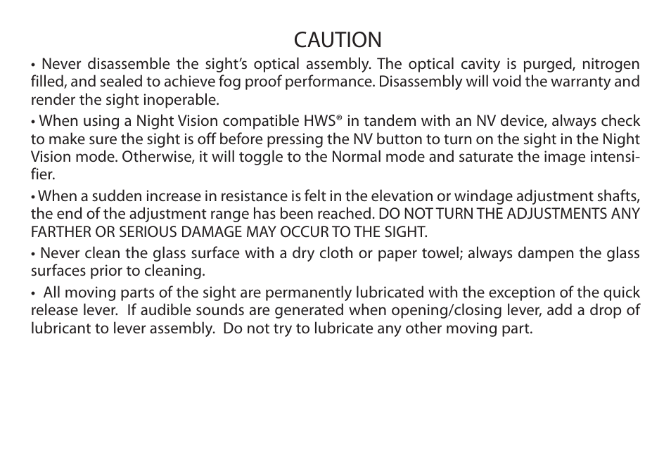 Caution | EOTech Holographic Hybrid Sight I EXPS3-4 with G33.STS Magnifier User Manual | Page 5 / 40