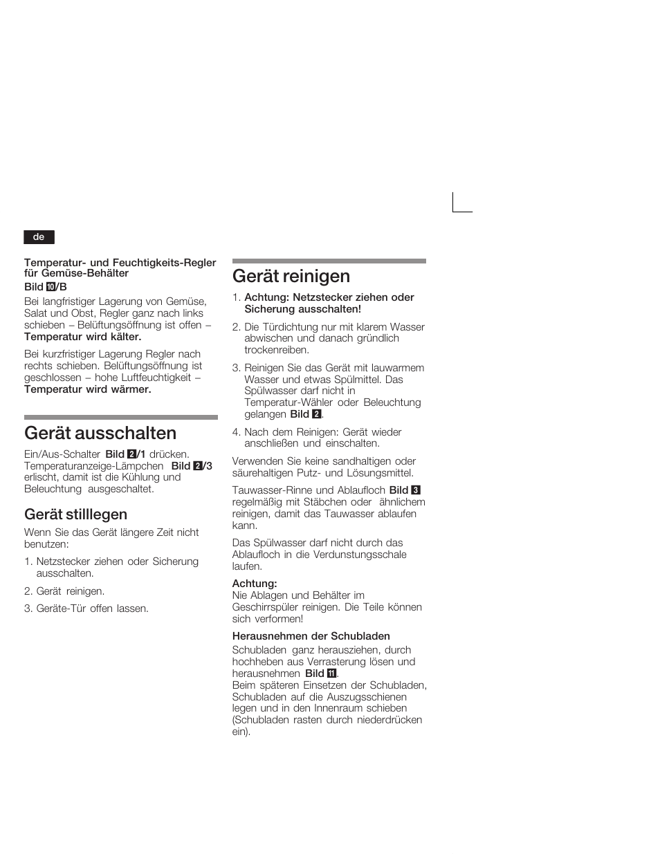 Gerät ausschalten, Gerät reinigen, Gerät stilllegen | Neff K4624X7 User Manual | Page 10 / 61