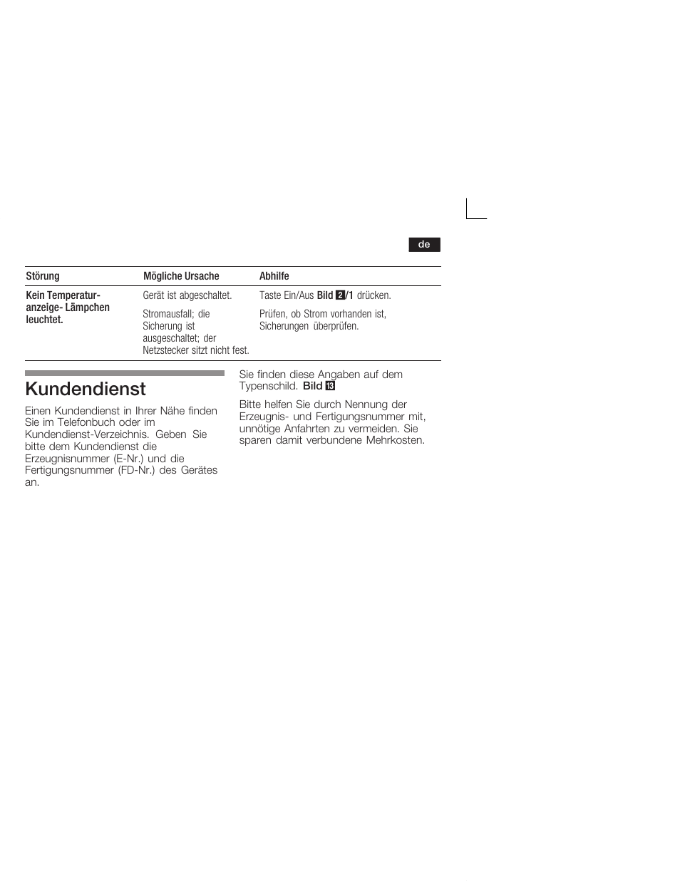 Kundendienst | Neff K4624X7 User Manual | Page 13 / 61