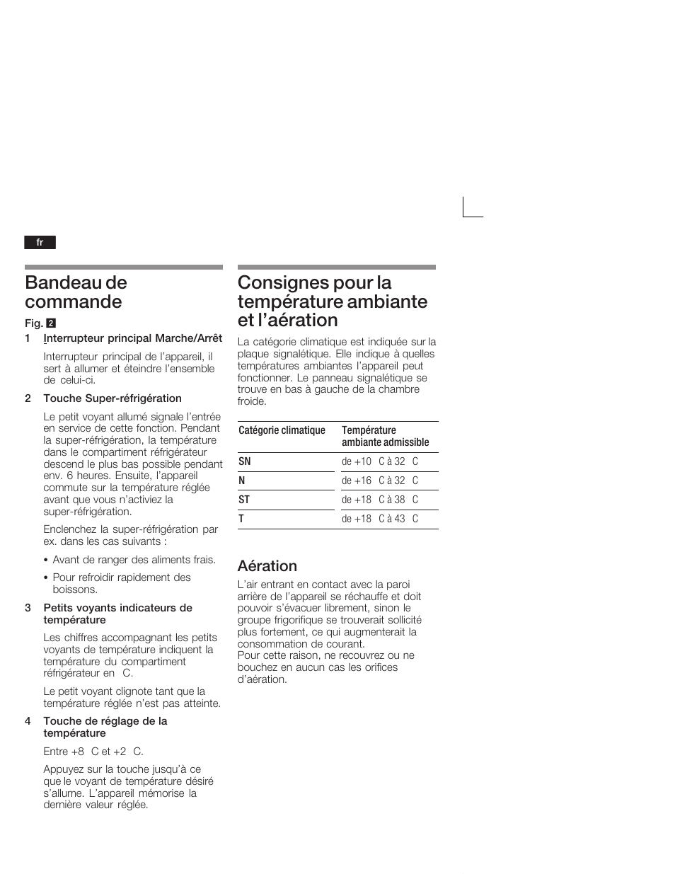 Bandeau de commande, Aération | Neff K4624X7 User Manual | Page 28 / 61