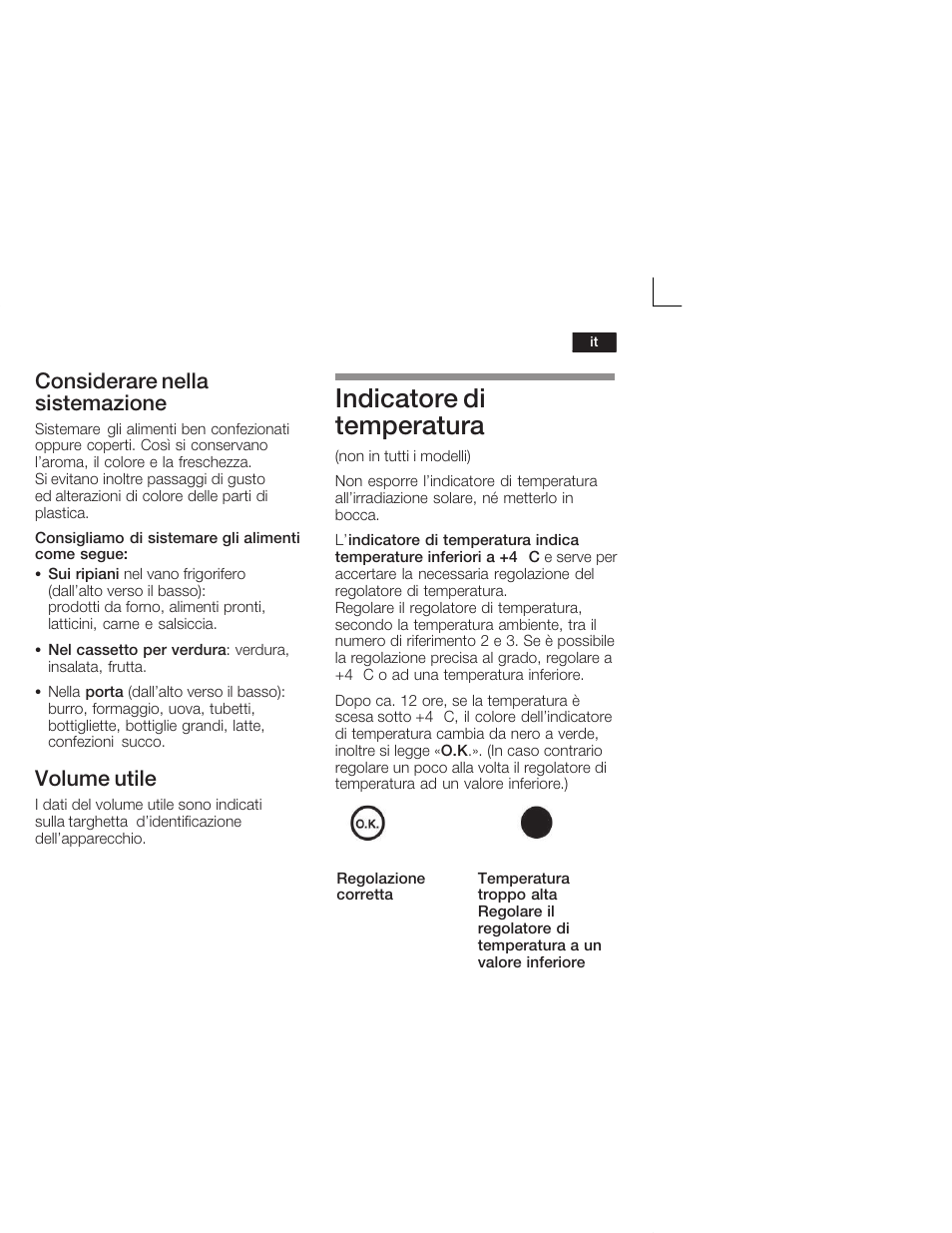 Indicatore di temperatura, Considerare nella sistemazione, Volume utile | Neff K4624X7 User Manual | Page 41 / 61