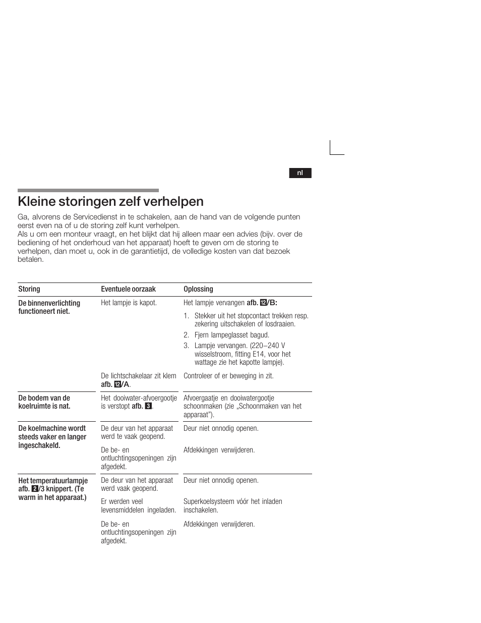 Kleine storingen zelf verhelpen | Neff K4624X7 User Manual | Page 55 / 61