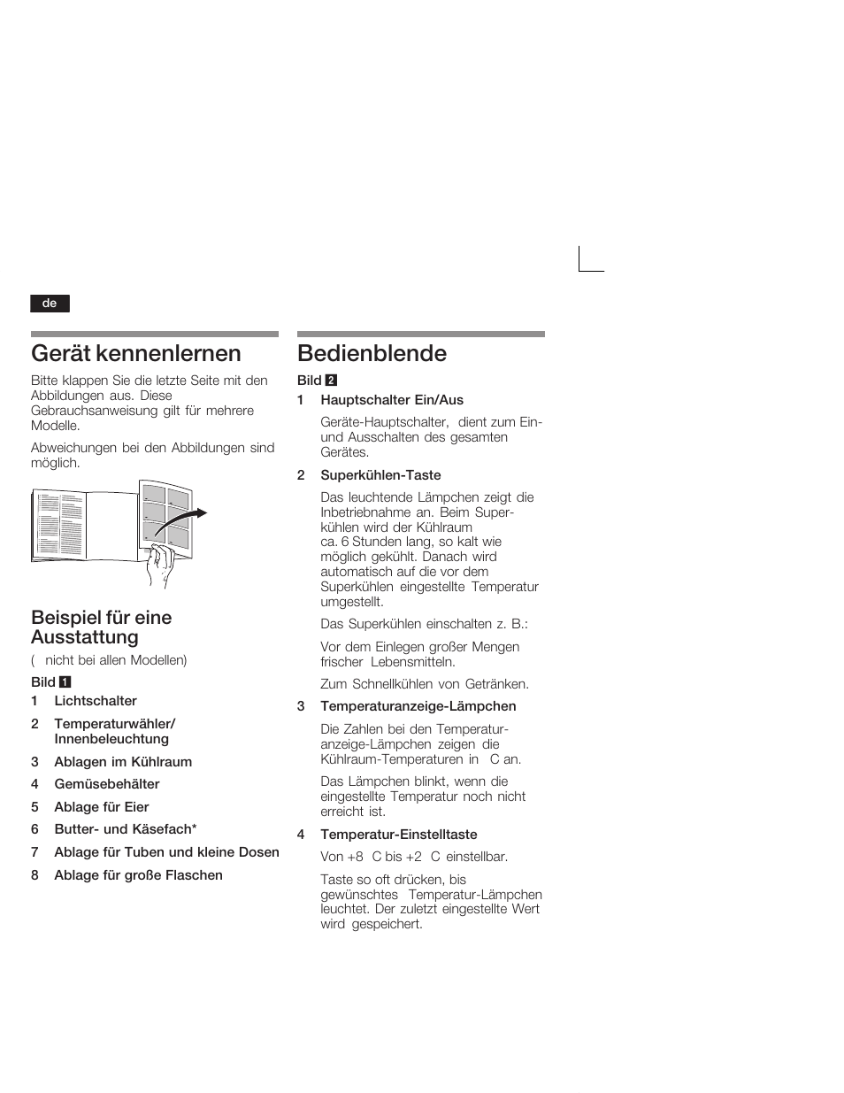 Gerät kennenlernen, Bedienblende, Beispiel für eine ausstattung | Neff K4624X7 User Manual | Page 6 / 61