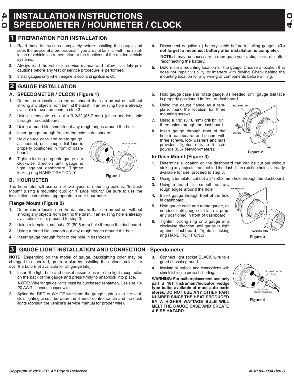 Equus 8076 - 3-3/8 Mechanical MPH Speedometer User Manual | 6 pages