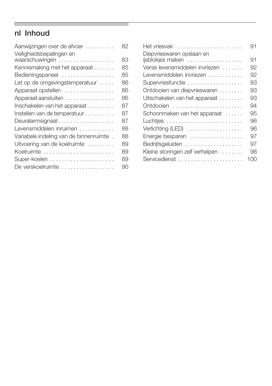 Nląinhoud | Neff K8125X0  EU User Manual | Page 4 / 105