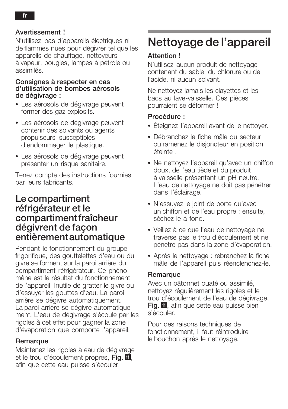 Nettoyage de l'appareil | Neff K8125X0  EU User Manual | Page 56 / 105