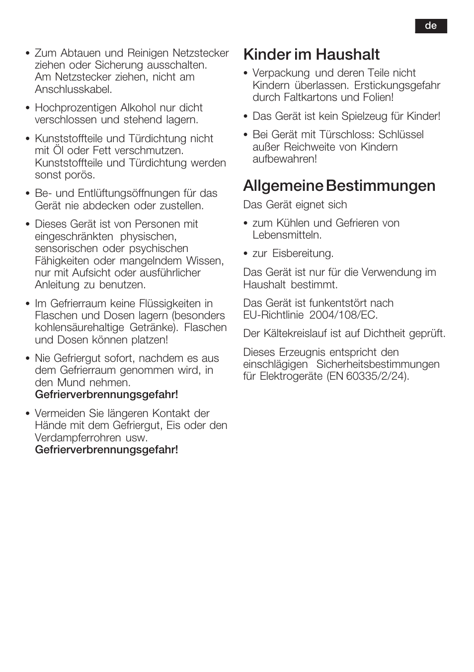 Kinder im haushalt, Allgemeine bestimmungen | Neff K8125X0  EU User Manual | Page 7 / 105