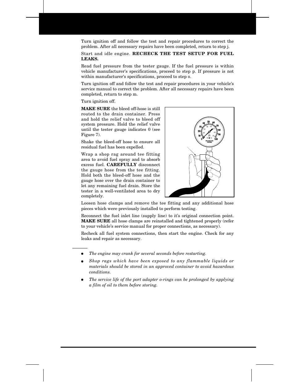 Testing | Equus 3640 - Fuel Injection Pressure Tester User Manual | Page 13 / 16
