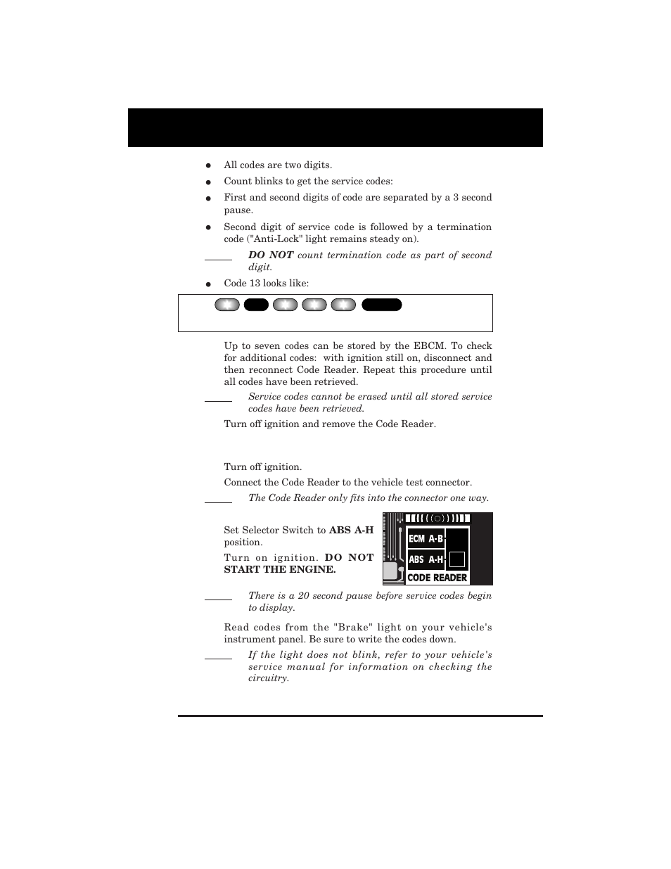 Retrieving abs codes | Equus 3123 - GM Code Reader (1982 - 1995) User Manual | Page 29 / 52