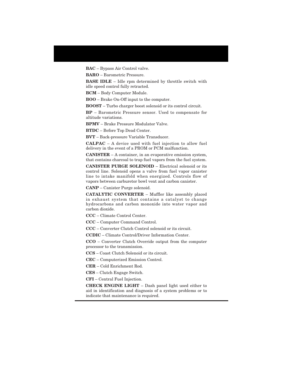 Glossary | Equus 3123 - GM Code Reader (1982 - 1995) User Manual | Page 41 / 52