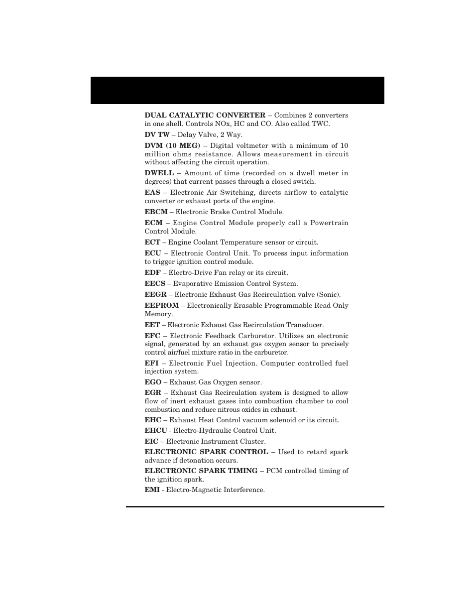 Glossary | Equus 3123 - GM Code Reader (1982 - 1995) User Manual | Page 43 / 52