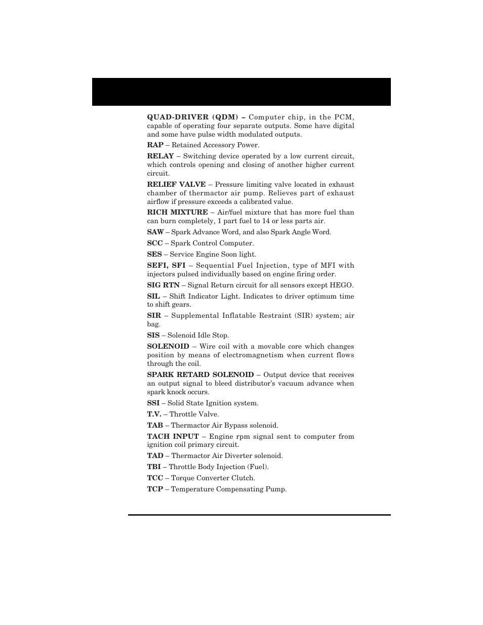 Glossary | Equus 3123 - GM Code Reader (1982 - 1995) User Manual | Page 47 / 52
