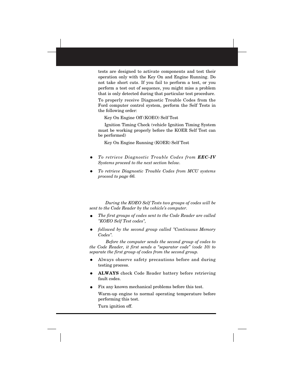 Retrieving codes | Equus 3145 - Digital Ford Code Reader (1981 - 1995) User Manual | Page 28 / 96