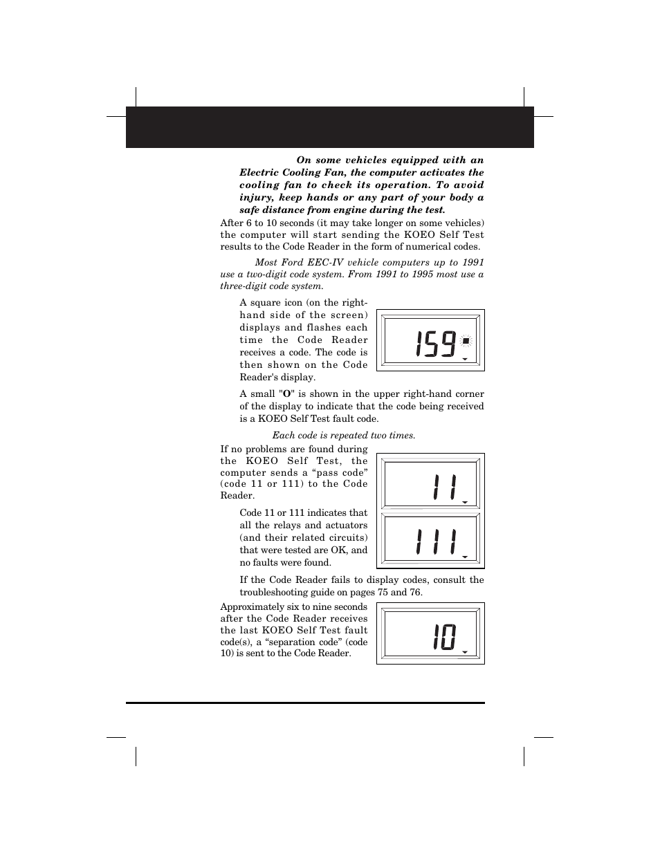 Retrieving codes | Equus 3145 - Digital Ford Code Reader (1981 - 1995) User Manual | Page 30 / 96
