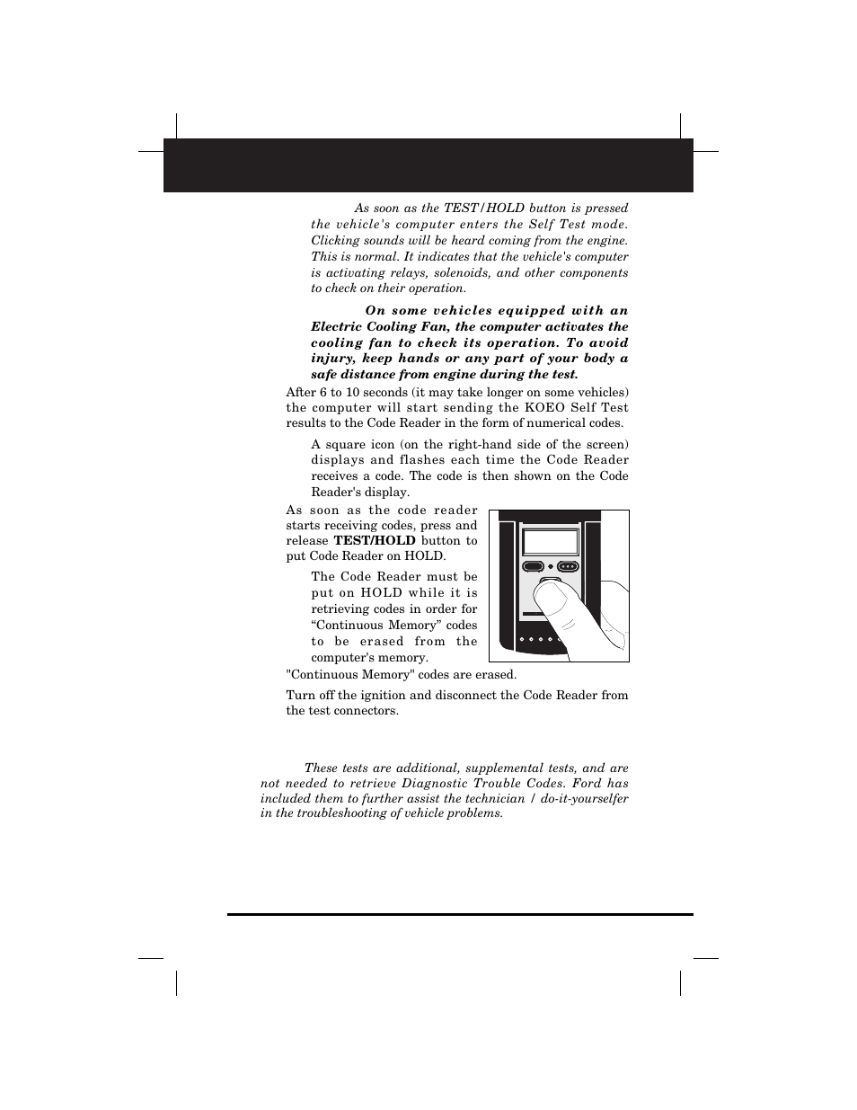 Retrieving codes, Additional tests for eec-iv systems | Equus 3145 - Digital Ford Code Reader (1981 - 1995) User Manual | Page 41 / 96