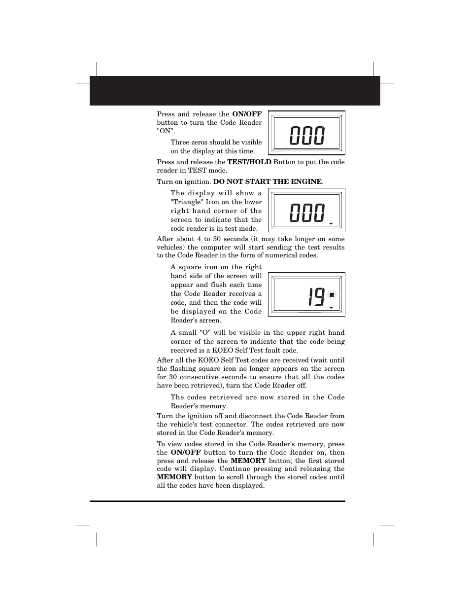 Retrieving codes | Equus 3145 - Digital Ford Code Reader (1981 - 1995) User Manual | Page 70 / 96