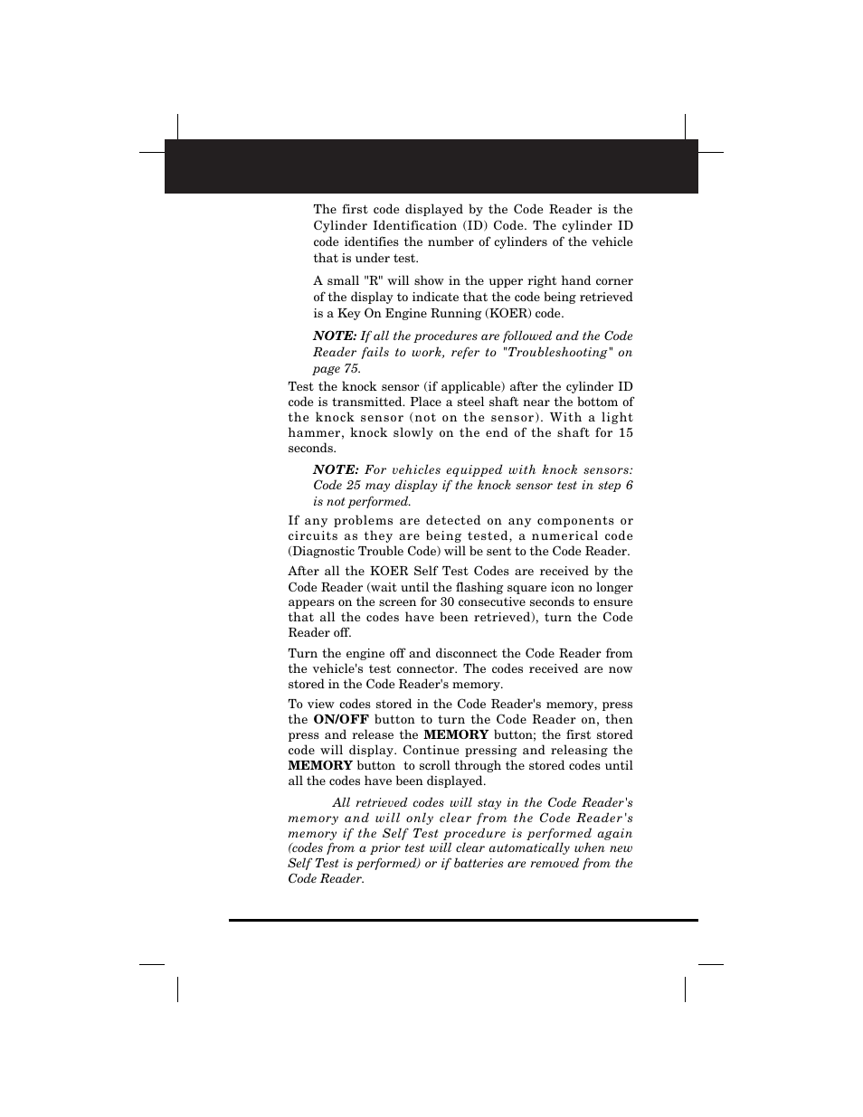 Retrieving codes | Equus 3145 - Digital Ford Code Reader (1981 - 1995) User Manual | Page 73 / 96
