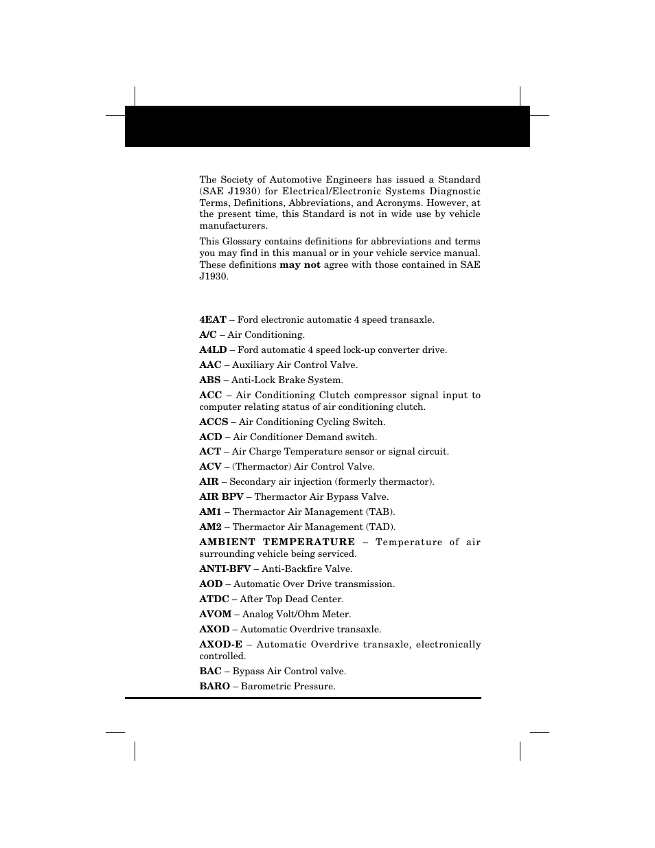 Glossary | Equus 3145 - Digital Ford Code Reader (1981 - 1995) User Manual | Page 80 / 96
