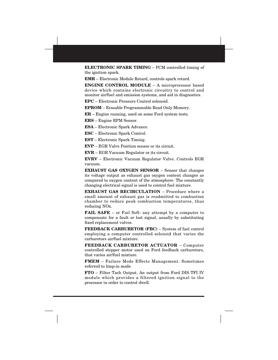 Glossary | Equus 3145 - Digital Ford Code Reader (1981 - 1995) User Manual | Page 84 / 96