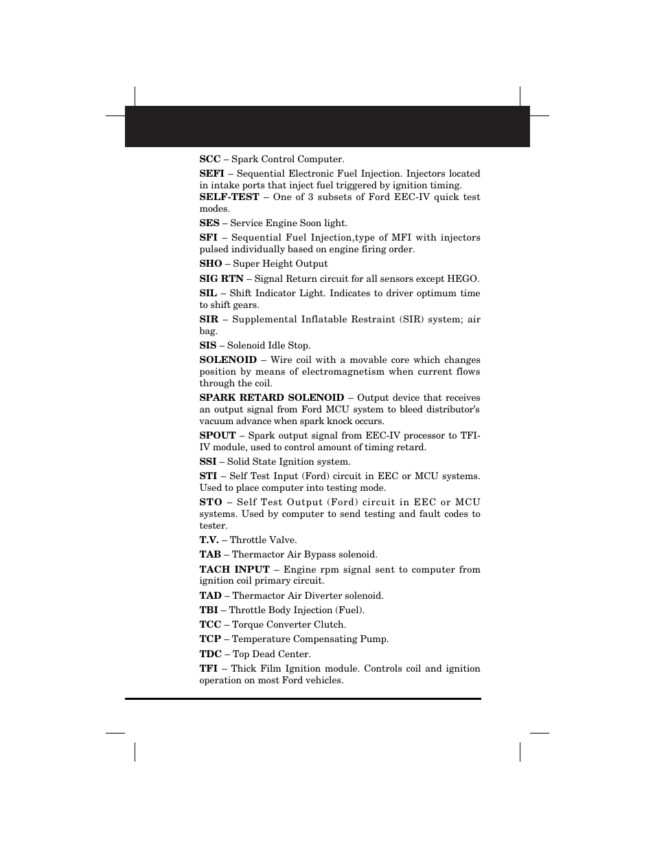 Glossary | Equus 3145 - Digital Ford Code Reader (1981 - 1995) User Manual | Page 88 / 96