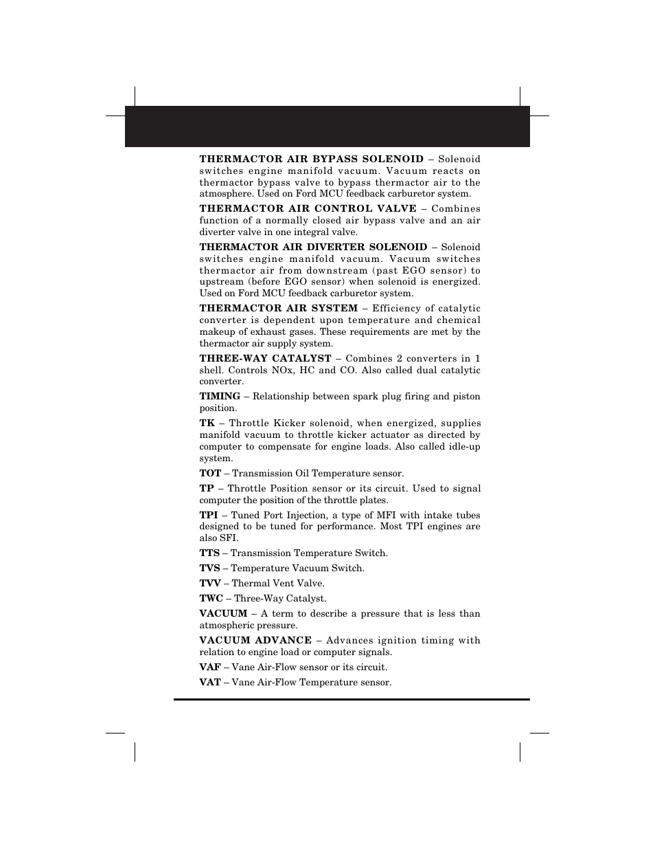 Glossary | Equus 3145 - Digital Ford Code Reader (1981 - 1995) User Manual | Page 89 / 96