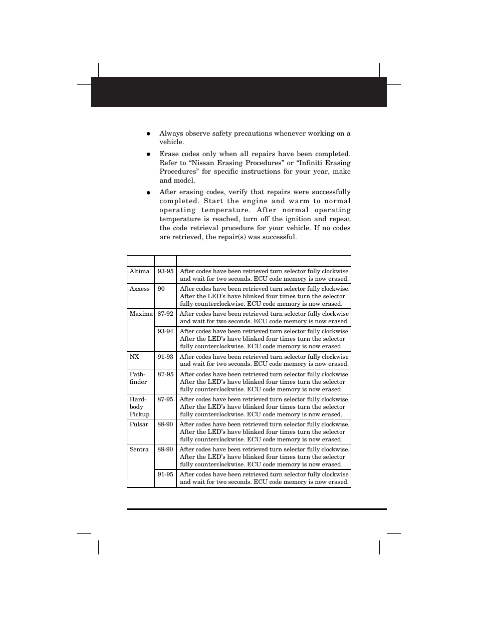 Nissan/infiniti, Erasing codes | Equus 3173 - Import Code Reader User Manual | Page 35 / 56