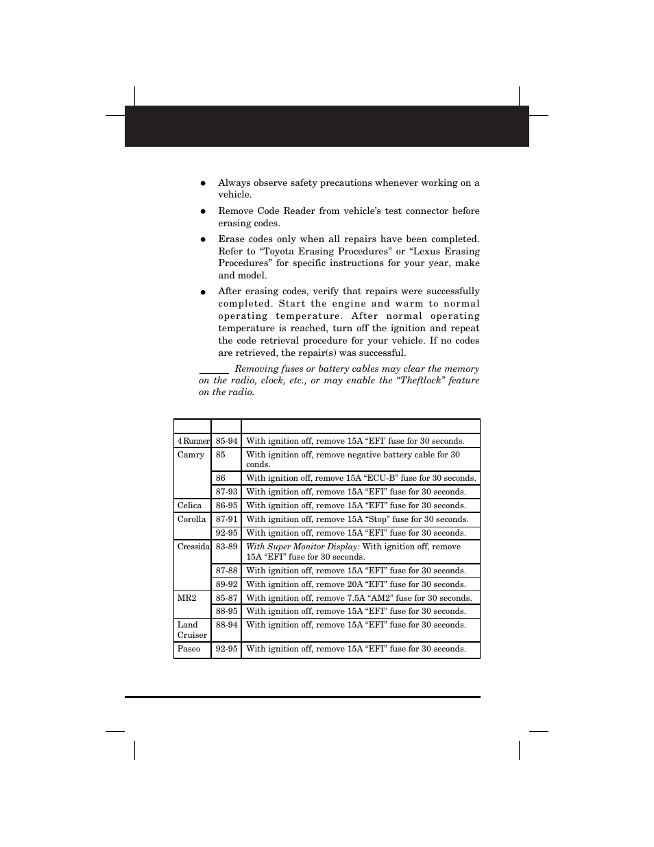 Toyota/lexus, Erasing codes | Equus 3173 - Import Code Reader User Manual | Page 46 / 56