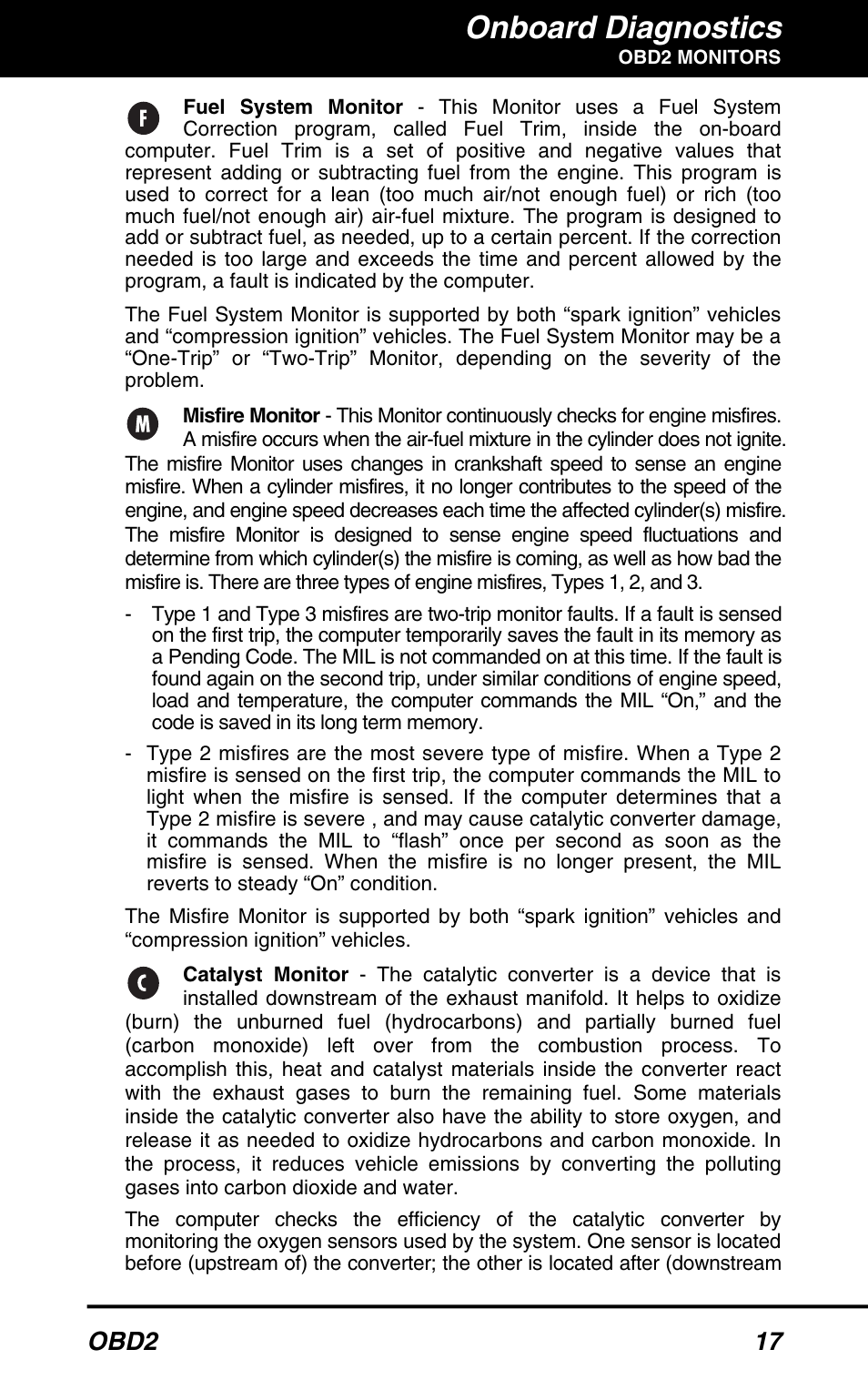 Onboard diagnostics, Obd2 17 | Equus 3040 - OBD2 ScanTool User Manual | Page 19 / 52