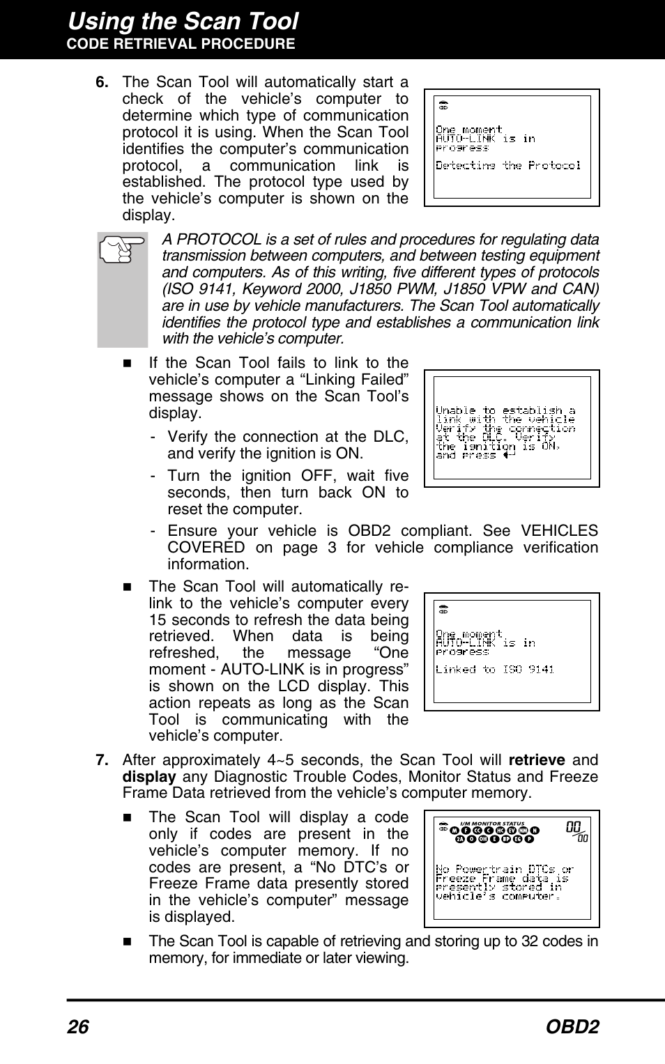 Using the scan tool, 26 obd2 | Equus 3040 - OBD2 ScanTool User Manual | Page 28 / 52