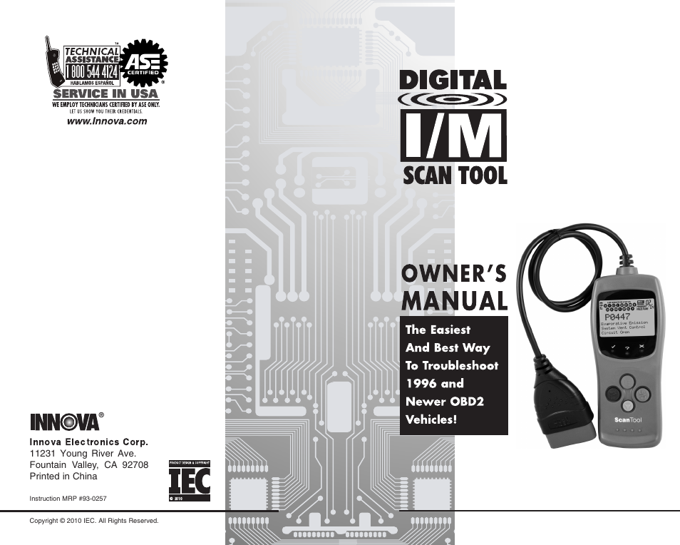 Equus 3040 - OBD2 ScanTool User Manual | Page 52 / 52