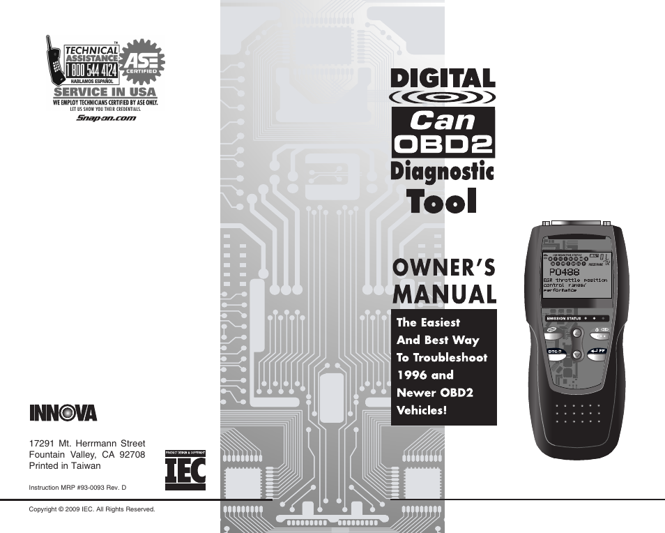 Equus 3100 - CanOBD2 Diagnostic Tool User Manual | 64 pages